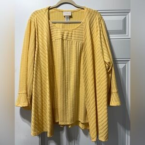Alfred Dunner Yellow Knit Cardigan